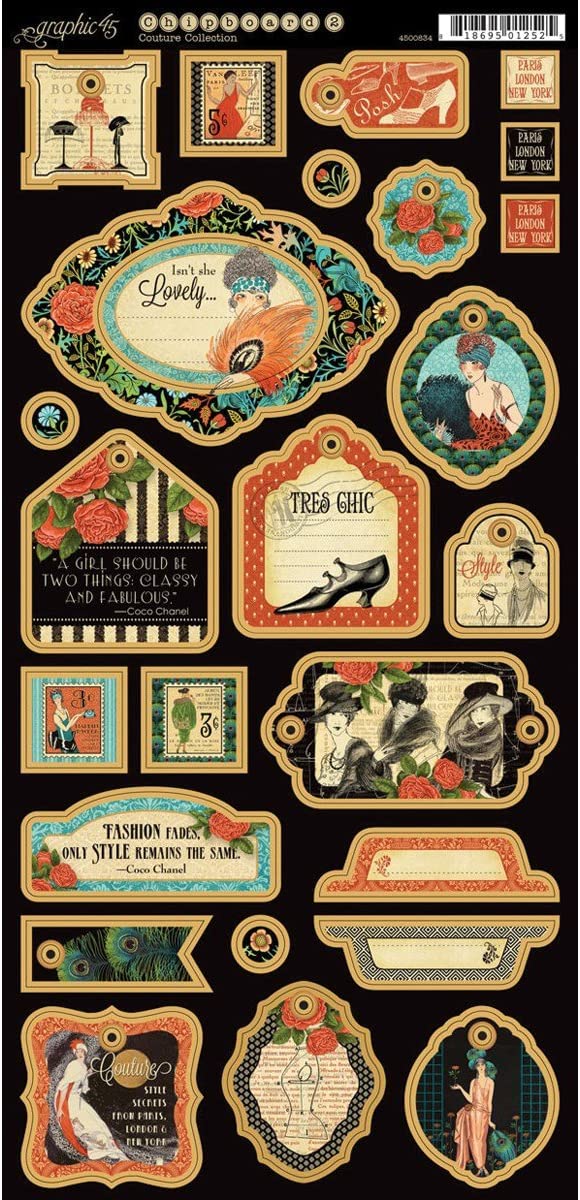 Couture Graphic 45 Chipboard 2, Multicolor