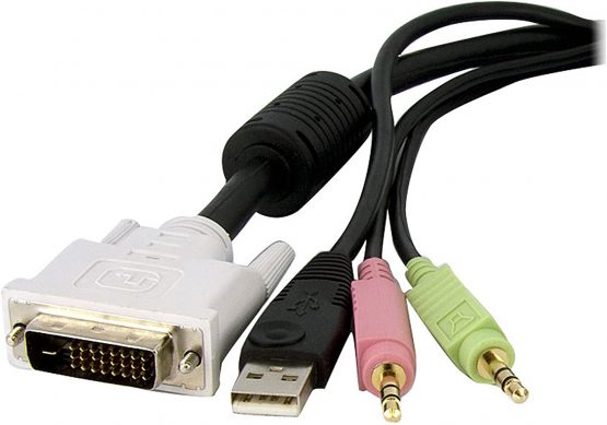 StarTech 15 feet 4-In-1 USB Dual Link DVI-D KVM Switch Cable with Audio and Microphone - Image 2