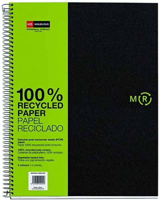 Basicos Mr 6039 Notebook – 4 Colours, A5, 120 Sheets, Squared Recycled Polypropylene