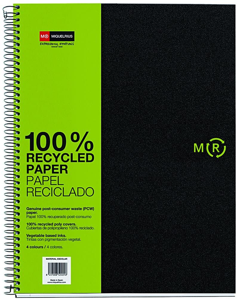 Basicos MR 6038 - Notebook 4 Colours, A4, 120 Sheets, Squared Recycled PP, blue-transparent