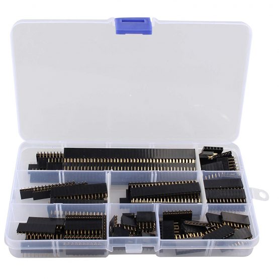 HALJIA 120pcs 2.54mm Straight Single Row Stackable Female Pin Header Strip, PCB Board Female Pin Header Socket Connector Compatible with Arduino Shield (4Pin/6Pin/8Pin/10Pin/12Pin/16Pin/20Pin/40Pin)