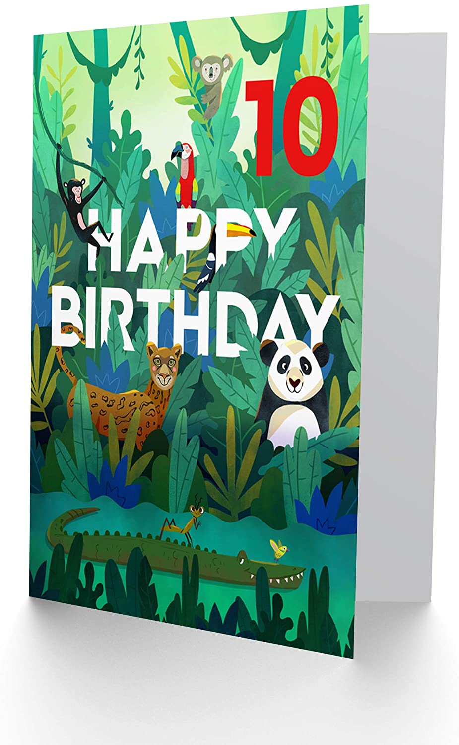 Wee Blue Coo Jungle Animals Boys 10th Birthday Card, Age 10, 17.5 x 12.5 cm - Image 2