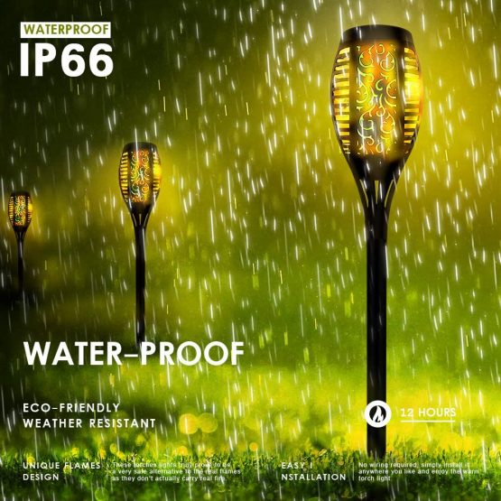 Solar Torch Light with Flickering Flame, Outdoor Solar Flame Effect Lantern, Garden Spotlights Landscape Decoration Stick Light for Patio Driveway Pathway(4 Pack) - Image 4