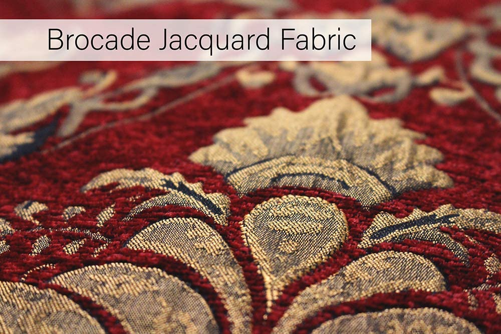 Paoletti Shiraz Throw Bed Runner - Embroidered Damask Jacquard Burgundy Gold (Burgundy Red - 130 x 170 cm) - Image 3