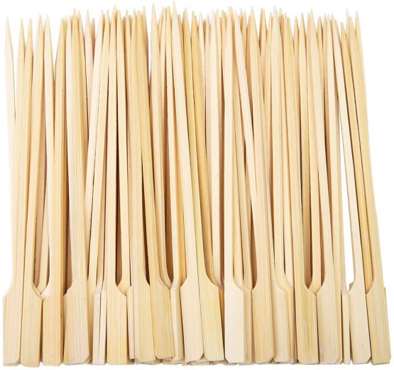 ANECO 100 Pieces Bamboo Paddle Skewers Barbecue Bamboo Skewers Cocktail Sticks for Barbeque, Kebabs, Burgers, Cocktails, Buffets Party