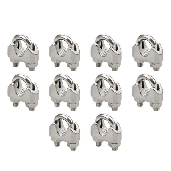 10x Stainless Steel Wire Rope Grip Clip Cable Clamp 6mm Fastener U ...