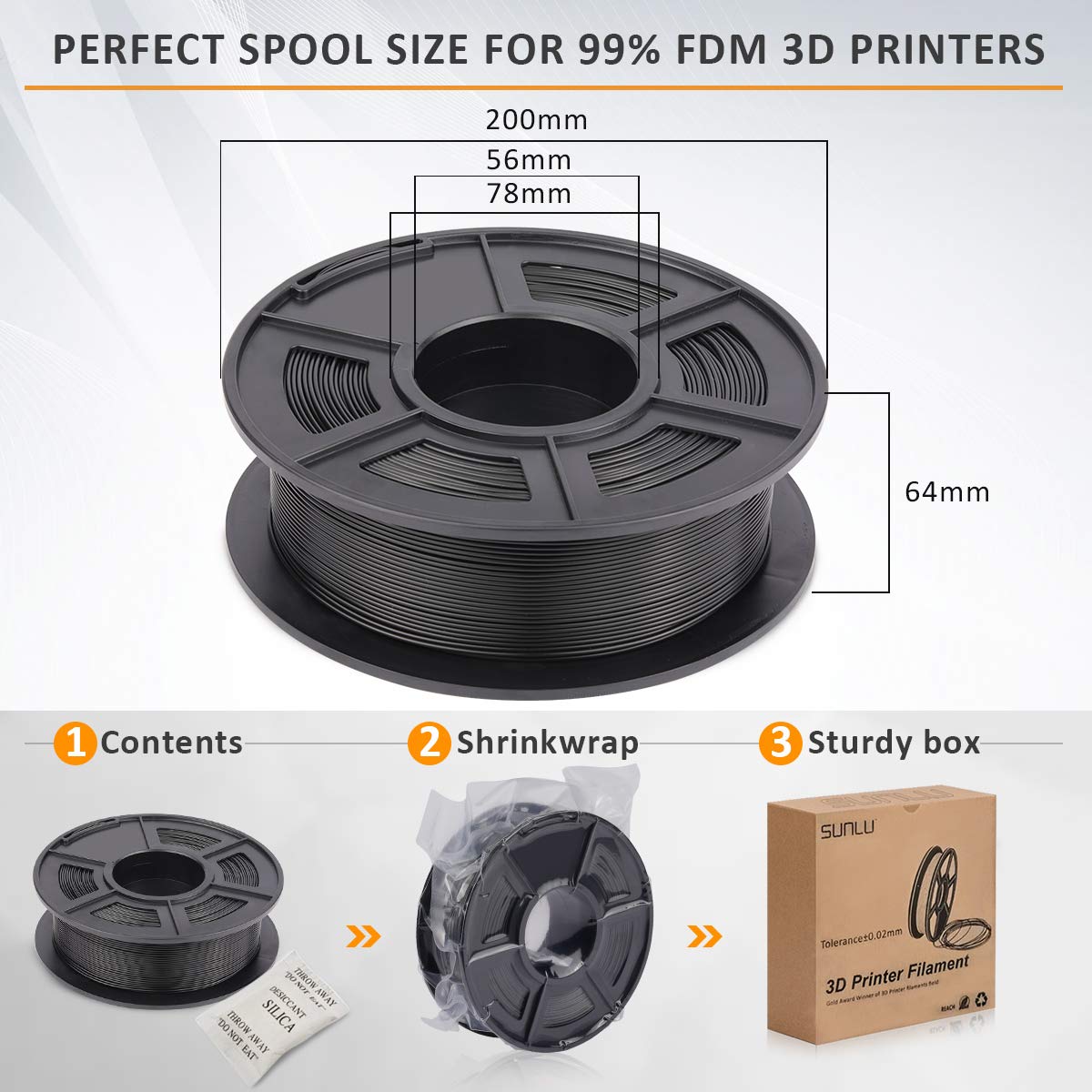 SUNLU PETG Filament 1.75mm Black - Image 4