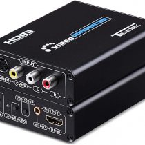 Tendak 3RCA AV CVBS Composite & S-Video R/L Audio to HDMI Converter Adapter Support 720P/1080P with 3RCA S-Video Cable for DVD PS3 Xbox HDTV