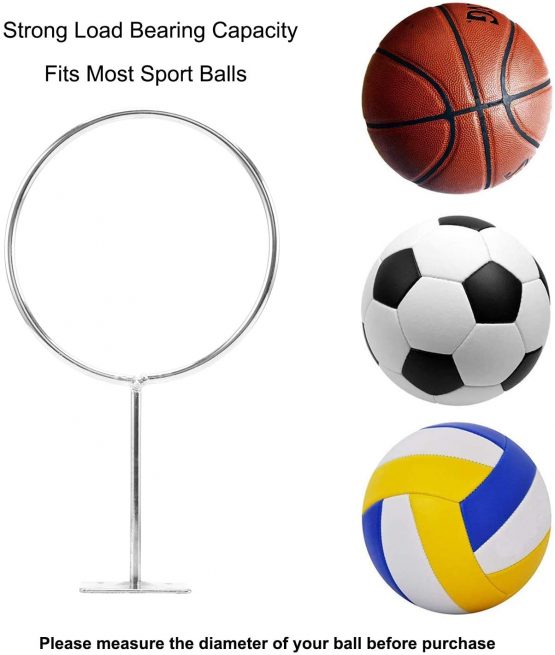 MYCreator Wall-mounted Basketball Rack, Metal Sports Ball Wall Holder Storage Rack Ball Mount Display Stand for Basketballs, Soccer Ball, Football, Volleyball, Exercise Ball – Screws Include - Image 3