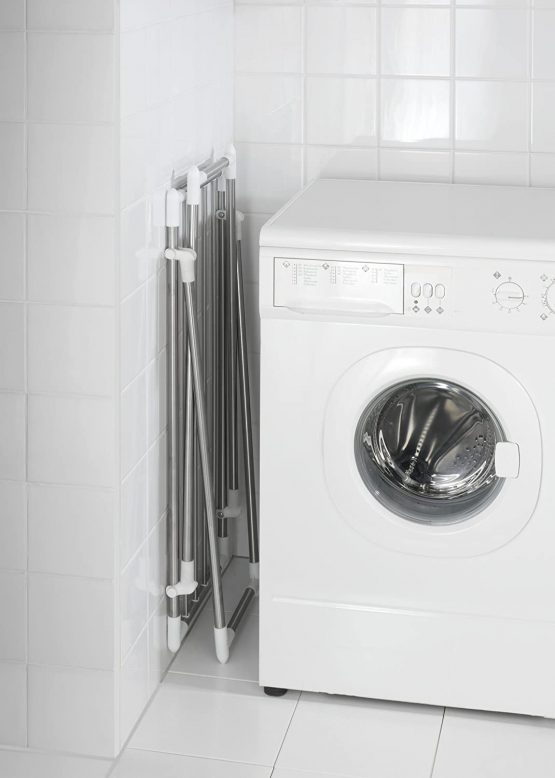WENKO 3774020100 Laundry dryer Profi Single - 5,5 m drying length, Stainless steel, 87 x 79 x 39 cm, Silver matt - Image 3