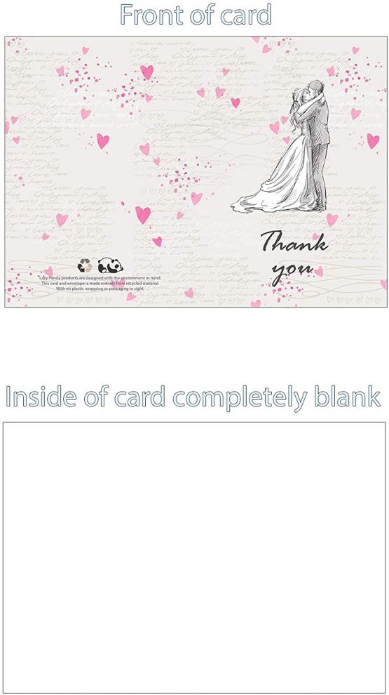50 Wedding"Bride and Groom" Thank You Cards with Envelopes - Drawing Vintage Style Greeting Cards for Thanking People for Their attendance - Image 2