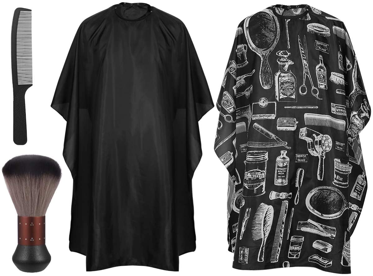 FRCOLOR Hidden Button Apron for Barber Hair Brush Professional Hair Cape for Haircut Includes and Comb Kit for Beauty Salon