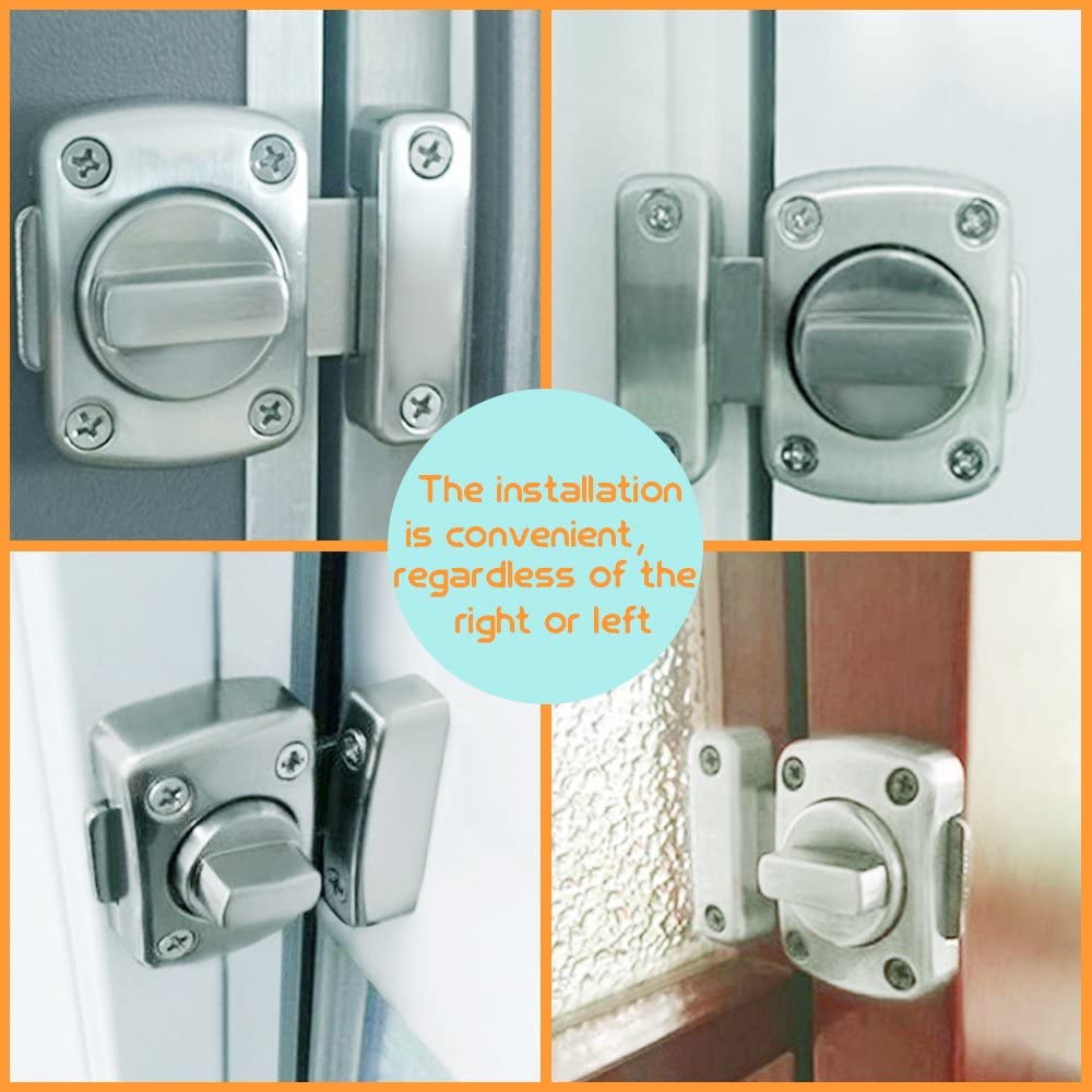 Sayayo Bathroom Latch Rotate Bolt Gate Latch Door Lock, Brushed Finished, 55x56MM, EMS220U - Image 3
