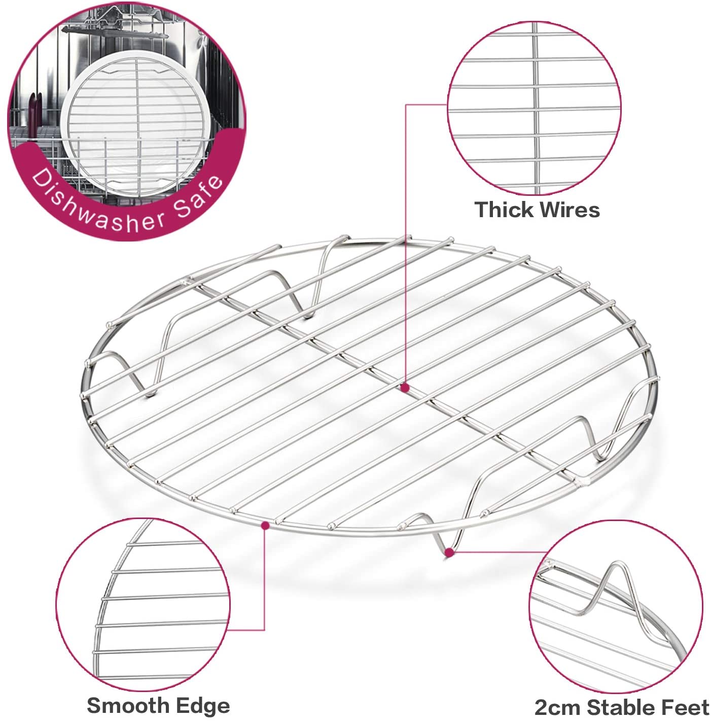 HaWare Cooling Rack Set of 2, 100% Stainless Steel Baking Thick Wire Rack for Cooling/Steaming/Protecting - Image 3
