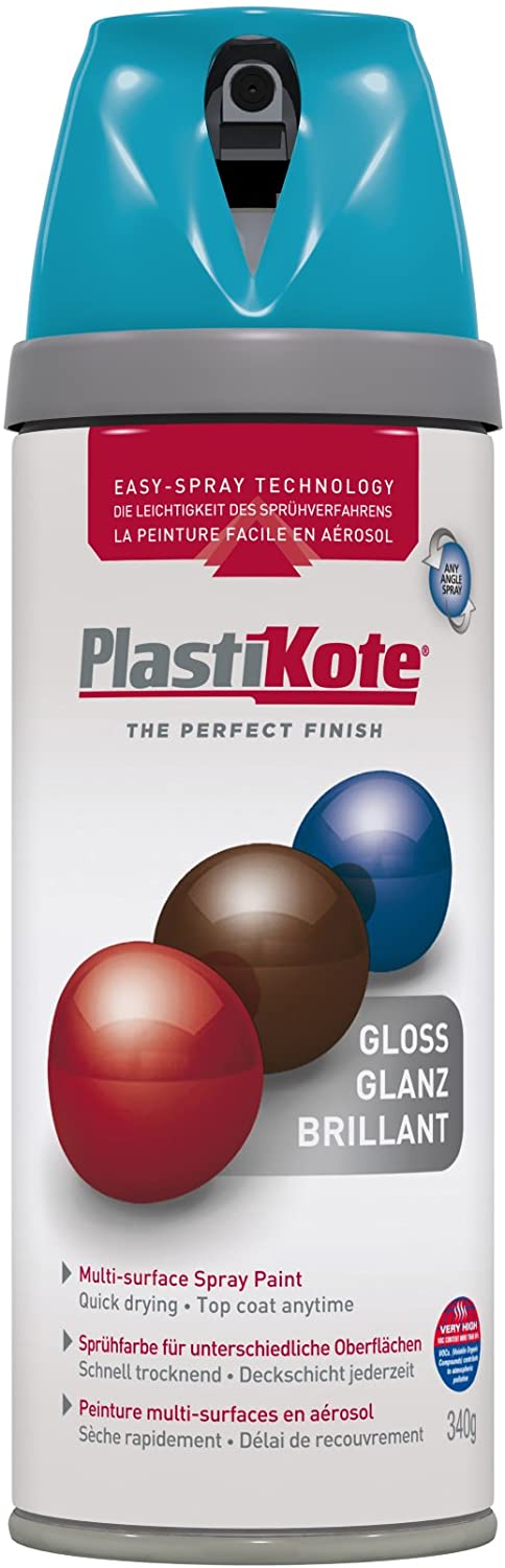 Plasti-kote 21118 400ml Premium Spray Paint Gloss - Mediterranian Blue, Mediterranean Blue, 66.67 ml (Pack of 6)