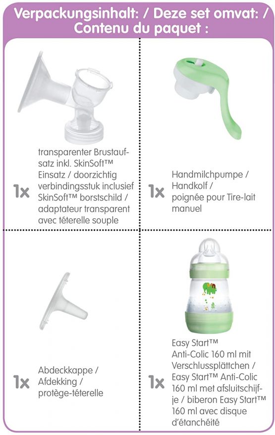 MAM Manual Breast Pump, Soft Silicone Breast Pump with 'One Size Fits All' Funnel, Baby Feeding, Newborn Essentials, (Designs May Vary) - Image 4