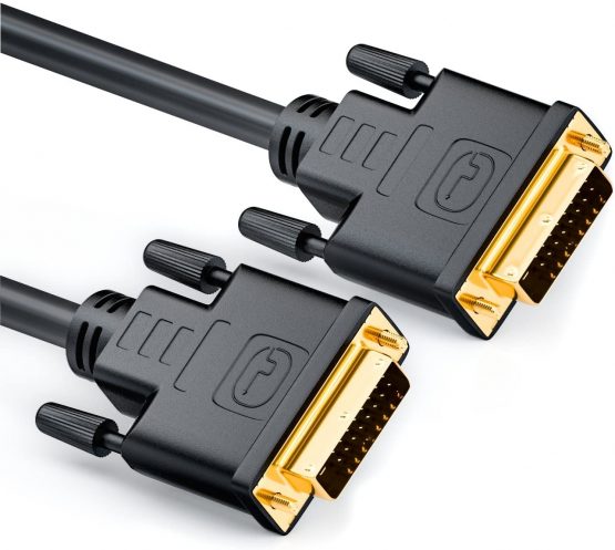deleyCON 1.5m (4.92 ft.) DVI to DVI Cable 24+1 - DVI-D Dual Link - 1080p Full HD 3D Ready - DVI to DVI Adapter Cable Gold Plated Contacts - Black