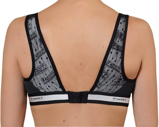 ZSPORT Z Bra Fusion Black Silver Adjustable Straps 100E-85E-38E Women's Sports Bra FR: XL (Manufacturer's Size: 100-E) - Image 3