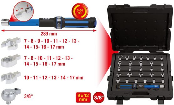 KS Tools 516.1720 9x12mm Torque tool set with plug in tools, 29 pcs, 10-50Nm - Image 2
