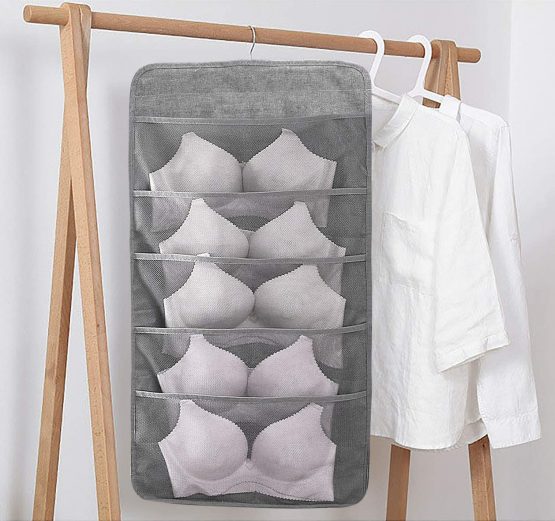 MaoXinTek Hanging Storage Organiser for Socks Underwear Bra Ties, Wardrobe Closet Hanger Shelves Organizer Bag, 20 Pockets Double-Sided Space-Saving Wall Door Divider Holder - Image 3