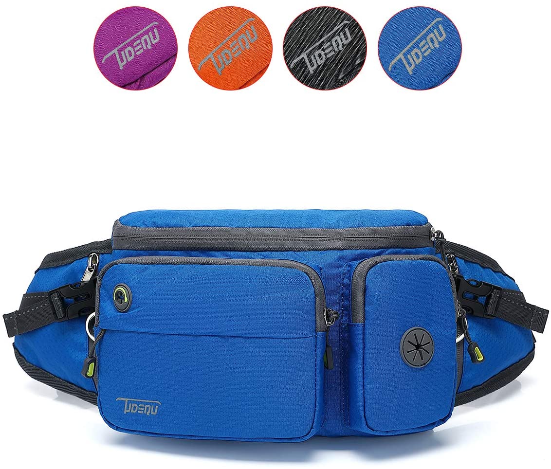 TUDEQU Running Waist Bag Fanny Pack with Two Invisible Bottle Bags for Men Women 