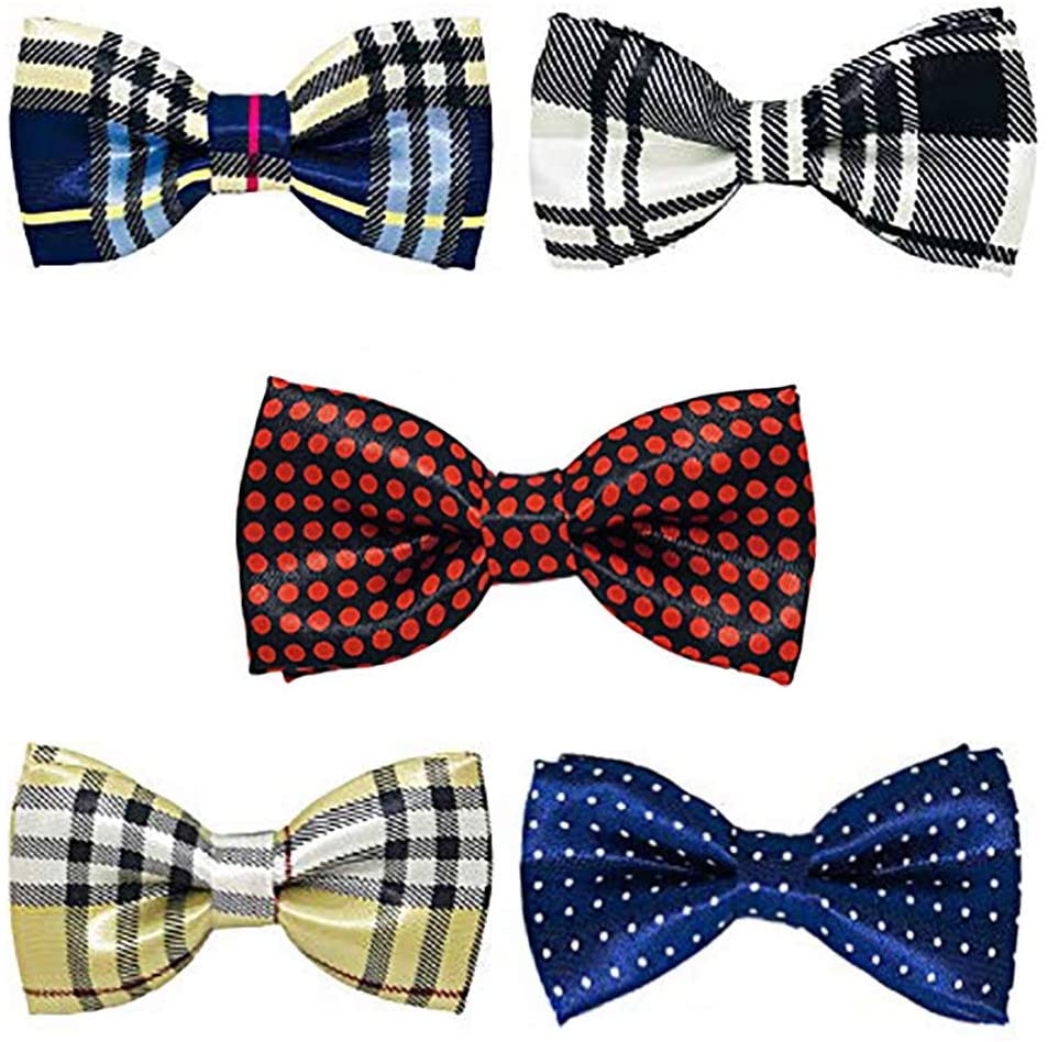 BIPY 5 PCS Dogs Bow Ties Puppies Cats Collar Bowties for Small to Large dogs Sliding Charms Adjustable Attachment Small Pets dicky bows for Costume Birthday Party Festival