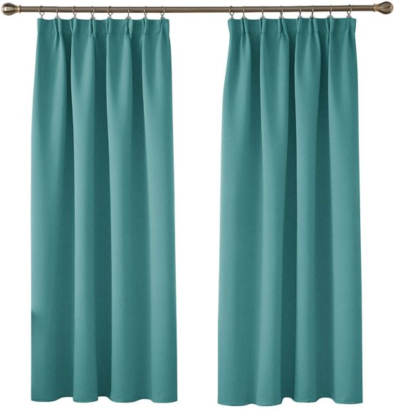 Deconovo Super Soft Curtains Thermal Insulated Pencil Pleat Blackout Curtains for Livingroom 46 x 54 Turquoise Two Panels