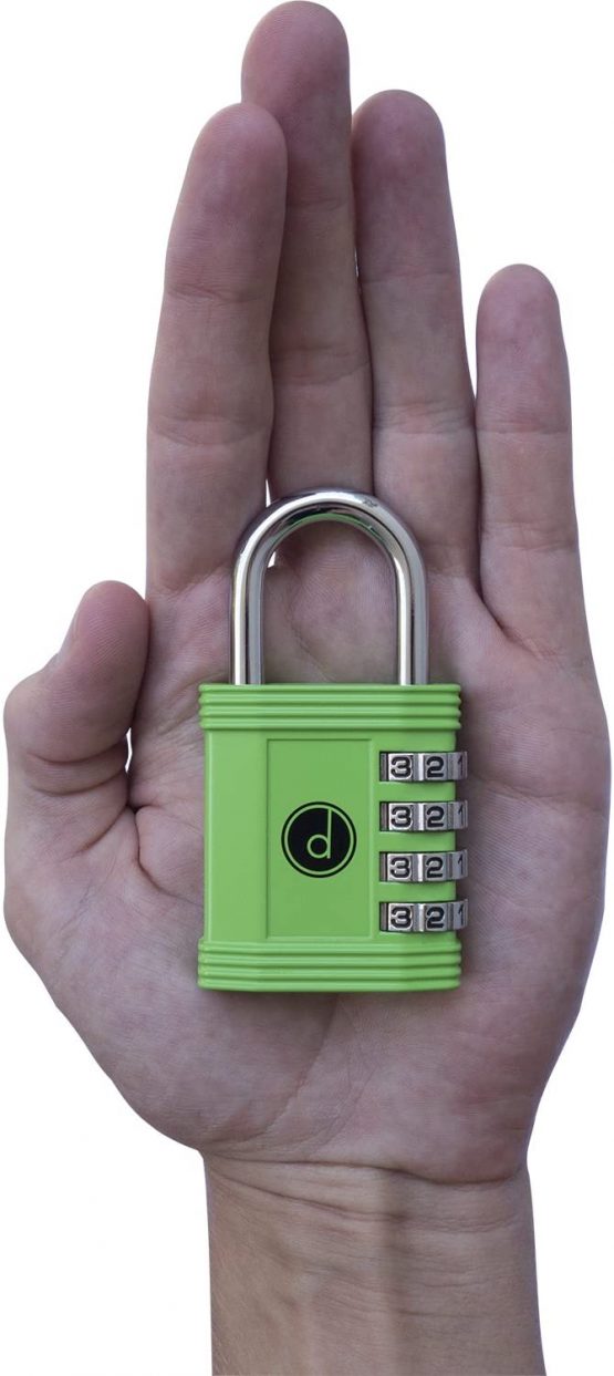 Padlock 4 Digit Combination Lock - for Gym School Locker, Outdoor Gate, Shed, Fence, and Storage - Weatherproof Metal - Keyless, Easy to Set, Resettable - Green - Image 3