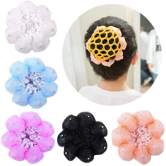 5 Pieces Girls Hair Bun Net Sequin Ballet Recital Dance Hair Bun Net Holder Hair Bun Cover Hair Accessories