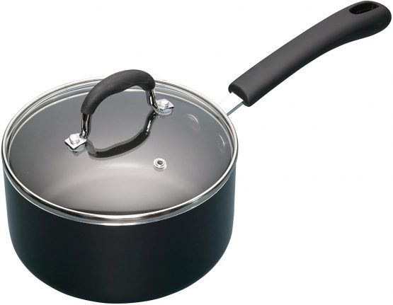 Kitchen Craft Master Class Aluminium Non-Stick Saucepan, Steel, Black, 18 cm