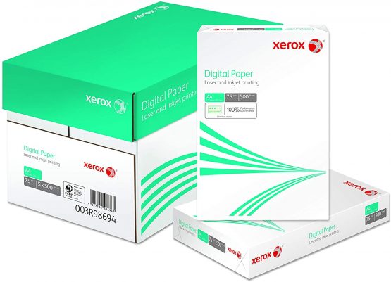 Xerox 003R98694 Universal Digital Paper for Photocopiers and Printers/DIN A4 / 75 g/m² / 2,500 Sheets/Box of 5 Packs Containing 500 Sheets Each/White