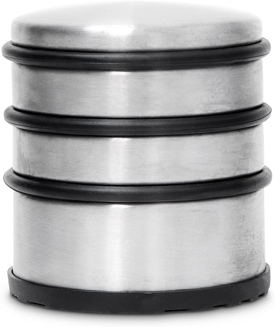 Relaxdays Heavy Door Stopper, Door Stop with Rubber Rings, Stainless Steel and Rubber Door Buffer, HBT: 75x68x68 mm, Silver - Image 3
