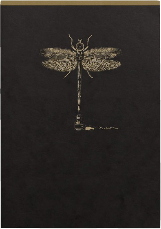 Clairefontaine 102636C Glued Pad with Flying Spirit Kraft Header 140 Removable Ivory Pages 14.8 x 21 cm 90 g Lined Glossy Card Cover Black Random Design - Image 2