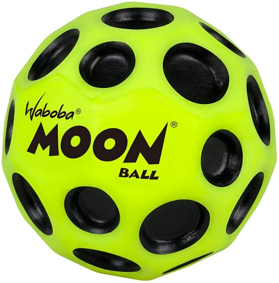 Waboba Moon Ball-Bounces Out of This World-Original Patented Design-Craters Make Pop Sounds When It Hits The Ground-Easy to Grip, Colour-Yellow