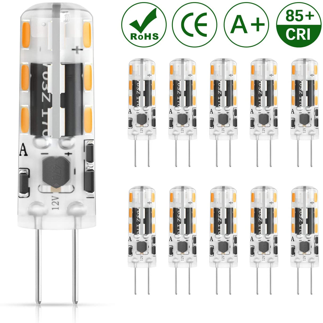 DiCUNO G4 LED Light Bulbs, 1.2W Equivalent to 10W Halogen, 120LM, Warm White 3000K