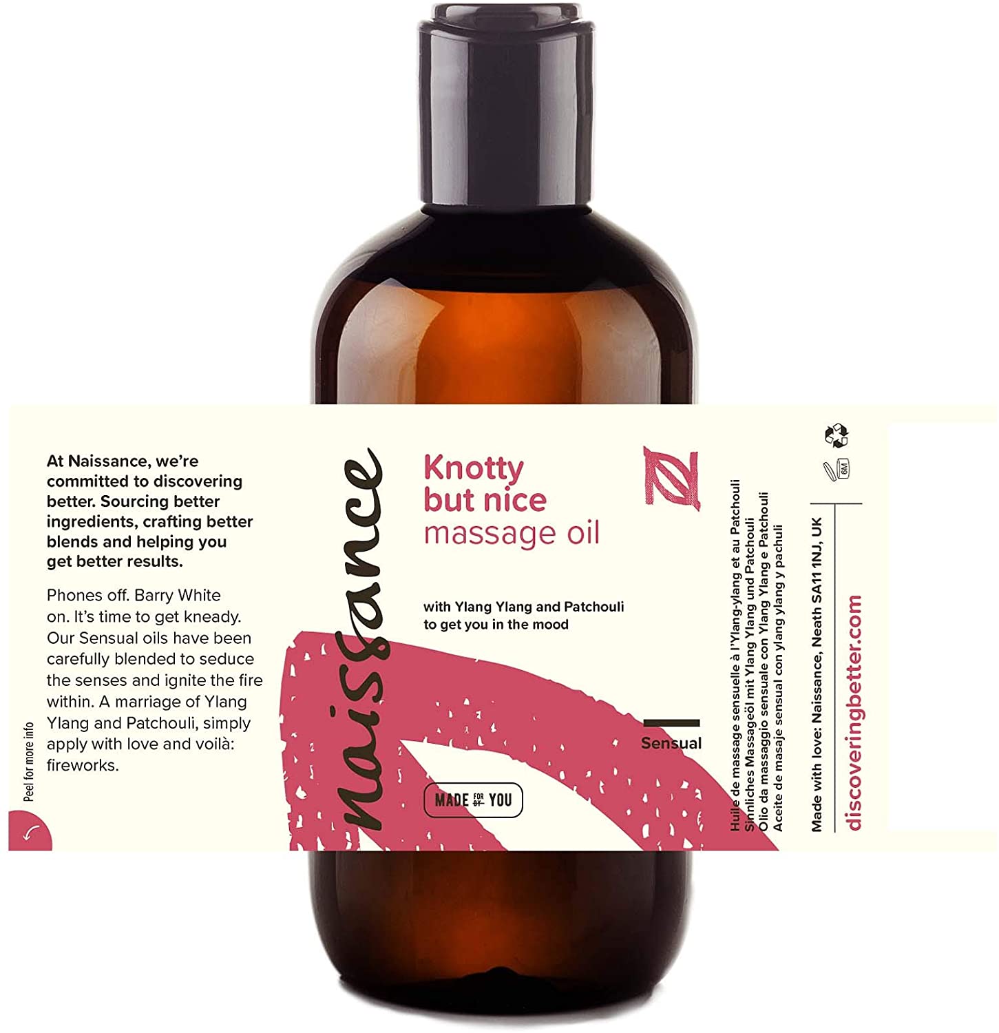 Naissance Knotty But Nice Sensual Massage Oil for Date Night Arousal Aphrodisiac Lubricant Sex Body Oil 250ml - Image 2