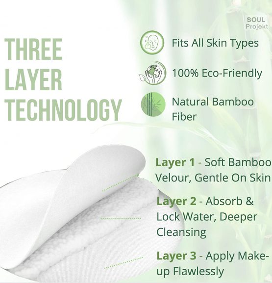 Soul Projekt Reusable Cotton Pads (10 Pack) 3 Layer Makeup Remover Pads, Washable Face Wipes Organic Bamboo Cotton, Mesh Laundry Bag, Eco-Friendly, For All Skin Types (8cm) - Image 2