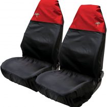 XtremeAuto® Waterproof FRONT Seat Covers with Chequered Flag Logo (Red)