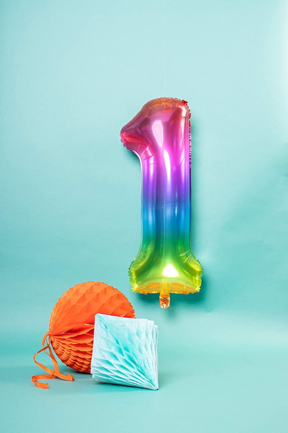 Folat 63241 Zahl Foil Balloon Yummy Gummy Rainbow Number 1, Multi Colors, 86cm - Image 2
