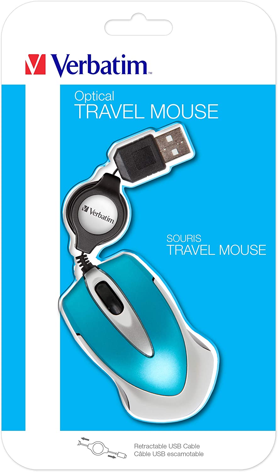Verbatim Go Mini - USB Optical Travel Mouse with Retractable Cable, caribbean blue - Image 4