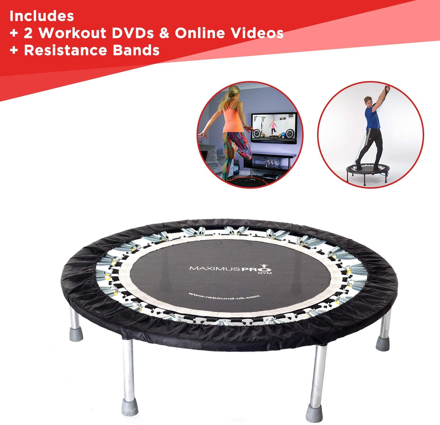 Voted Best Pro Rebounder Trampoline at Home, Gym & Physio Clinics, Black, White