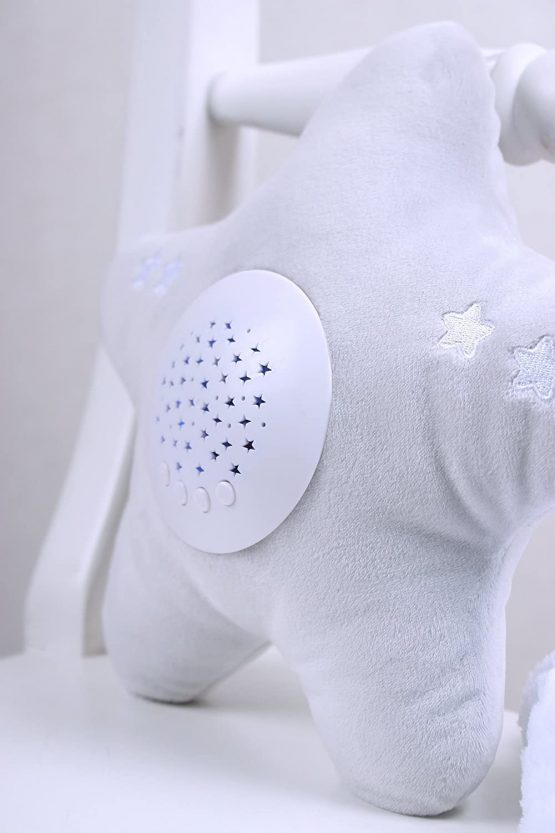 Little Chick London Bed Time Soother Plush Star Projector (Soft Grey, Twinkle Lights) - Image 2