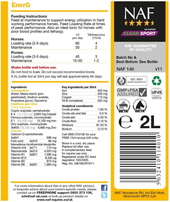 Natural Animal Feeds Naf Energ 2 Liter - Clear, 2 Liter - Image 3