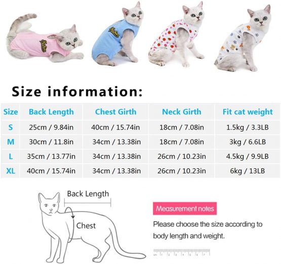 Tineer 2 Packs E-Collar Alternative for Cats- Professional Surgical Recovery Suit for Abdominal Wounds After Surgery Wear - Machine Washable - Kittens Physiological Clothes (XL, Blue + Pink) - Image 2