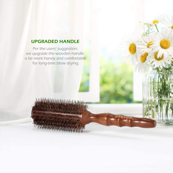 BESTOOL Round Brush for Blow Drying, Boar Bristle Round Hair Brush with Wooden Barrel, Large Round Styling Brush for Women & Men, Straightening, Curling, Adding Shine or Volume (2.2 Inch) - Image 3