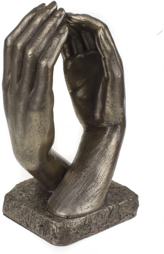 Cold Cast Bronze Hands Romantic Sculpture Inspired by THE CATHEDRAL By Great Sculptor Auguste Rodin, A Great Bronze Anniversary Present or Wedding Gift - Image 3
