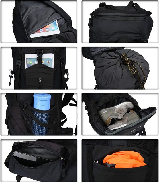 Doshwin 70L Large Backpack Camping Trekking Hiking Travel Rucksack for Women Men (with Rain Cover) - Image 4