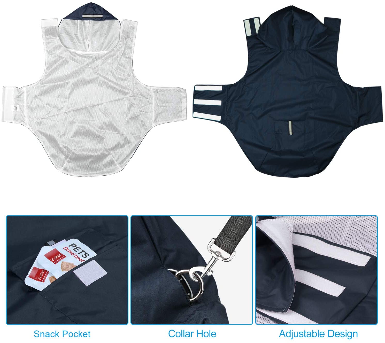 Zellar Dog Raincoat with Hood, Collar Hole - Image 2