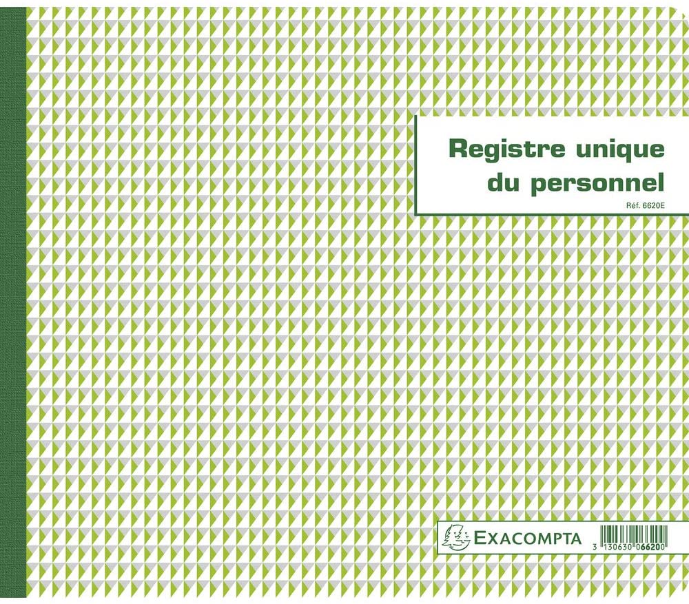 Exacompta, Ref 6620E, Horizontal Single Register of Personnel (Employees and Trainees) Record Book (52 Pages)