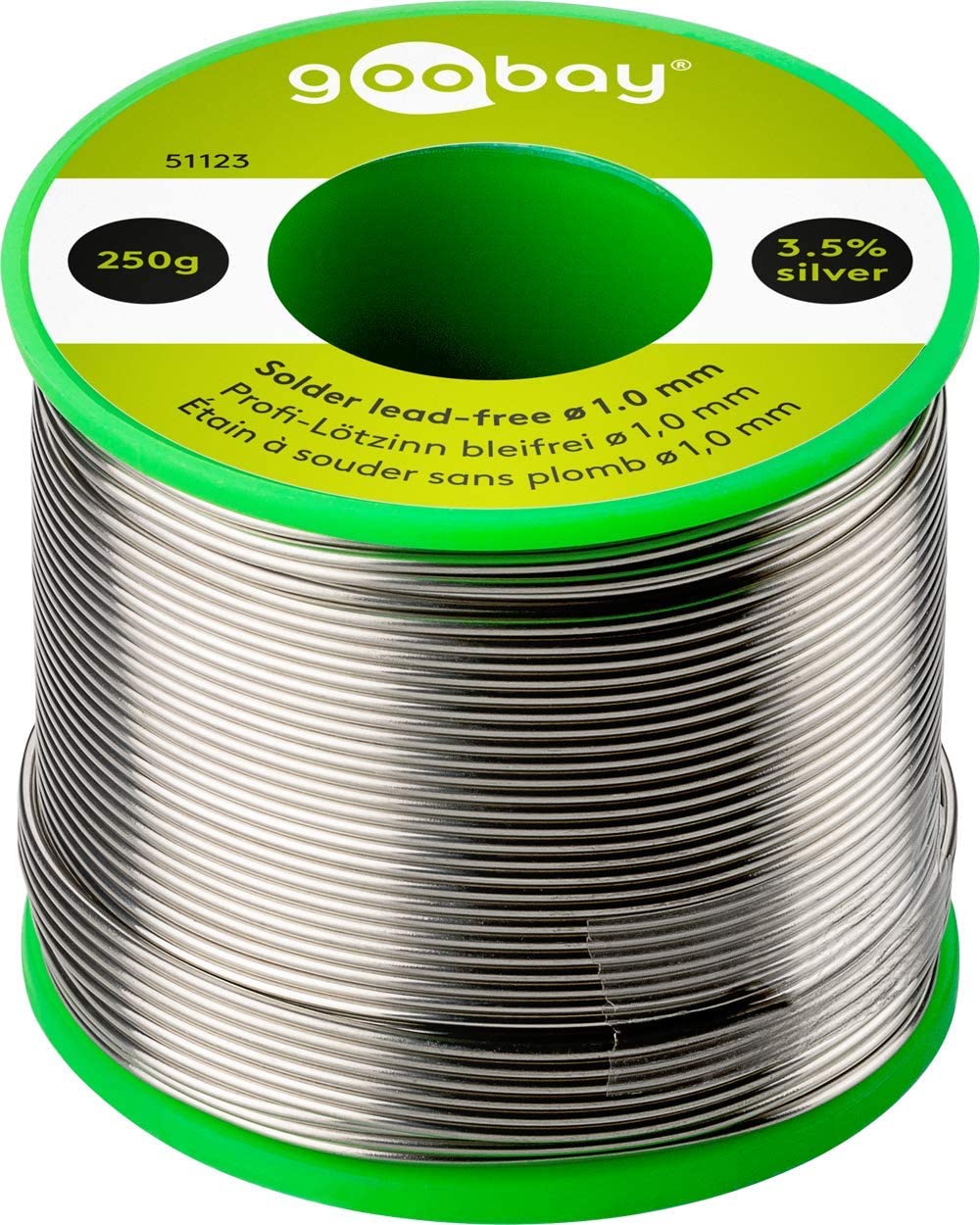 Fixpoint 51123 Solder, Lead-Free, 1.0mm Diameter, 250g Reel, Silver, 1 Stück